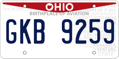 OH license plate GKB9259