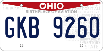 OH license plate GKB9260