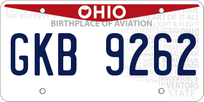OH license plate GKB9262