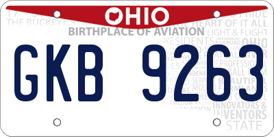 OH license plate GKB9263