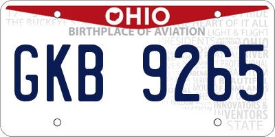 OH license plate GKB9265