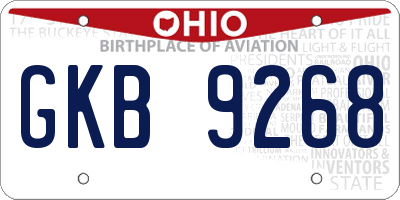 OH license plate GKB9268