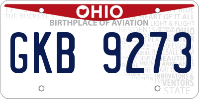 OH license plate GKB9273