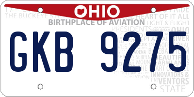 OH license plate GKB9275
