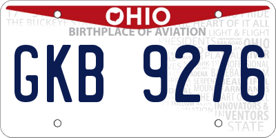 OH license plate GKB9276