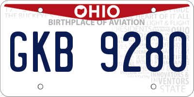 OH license plate GKB9280