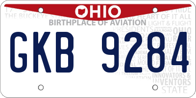 OH license plate GKB9284