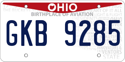 OH license plate GKB9285