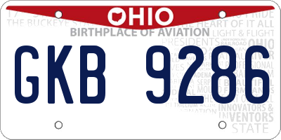 OH license plate GKB9286