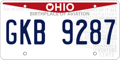 OH license plate GKB9287