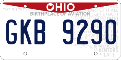 OH license plate GKB9290
