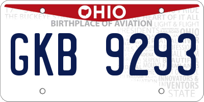 OH license plate GKB9293