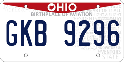 OH license plate GKB9296