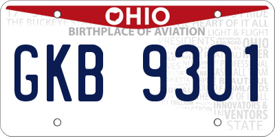 OH license plate GKB9301