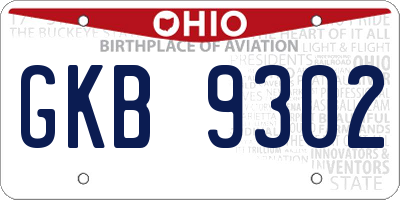 OH license plate GKB9302