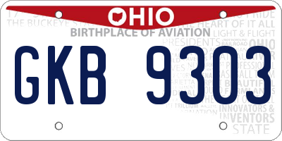 OH license plate GKB9303