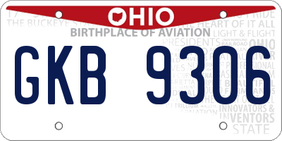 OH license plate GKB9306