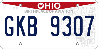 OH license plate GKB9307