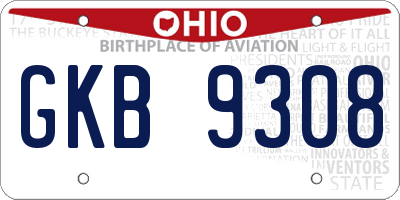 OH license plate GKB9308