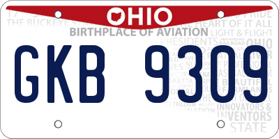 OH license plate GKB9309