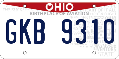 OH license plate GKB9310