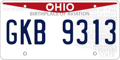 OH license plate GKB9313