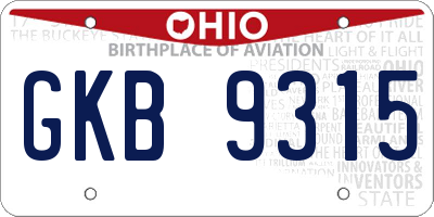 OH license plate GKB9315