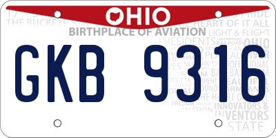 OH license plate GKB9316