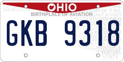 OH license plate GKB9318