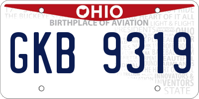 OH license plate GKB9319