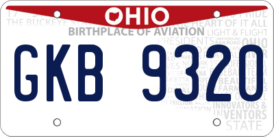 OH license plate GKB9320