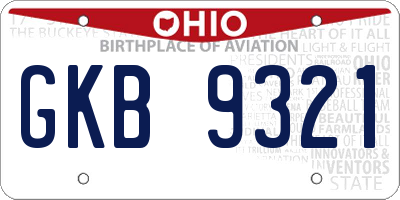 OH license plate GKB9321
