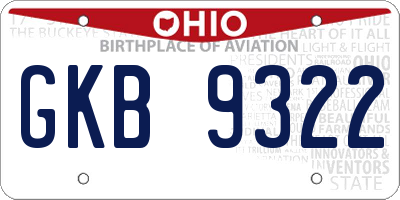 OH license plate GKB9322