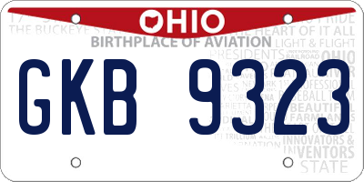 OH license plate GKB9323