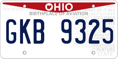 OH license plate GKB9325