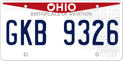 OH license plate GKB9326