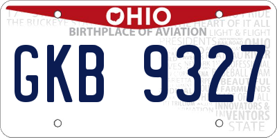 OH license plate GKB9327