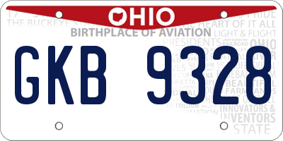 OH license plate GKB9328