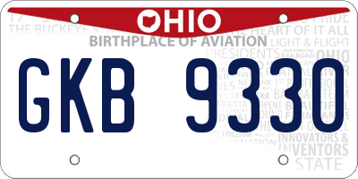 OH license plate GKB9330
