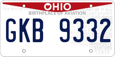 OH license plate GKB9332