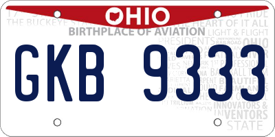 OH license plate GKB9333