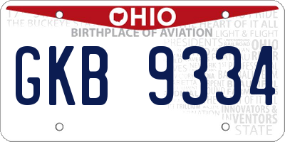OH license plate GKB9334