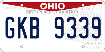 OH license plate GKB9339