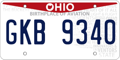 OH license plate GKB9340