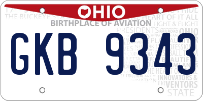 OH license plate GKB9343