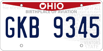 OH license plate GKB9345