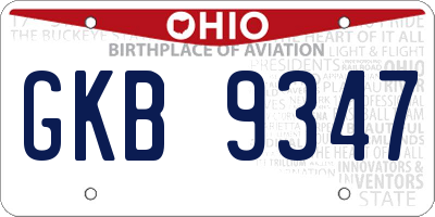 OH license plate GKB9347
