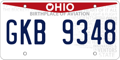 OH license plate GKB9348