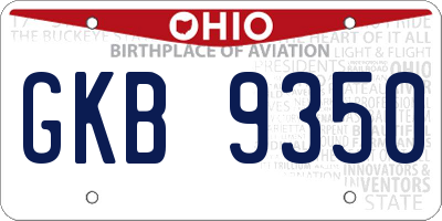 OH license plate GKB9350