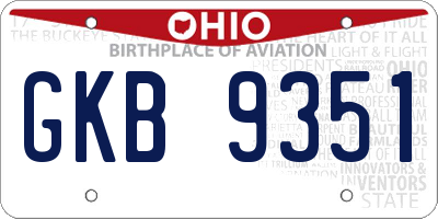 OH license plate GKB9351